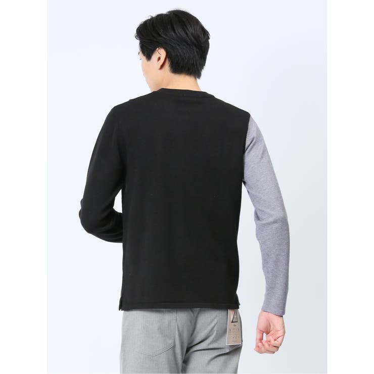 クロスストレッチ 配色切替 クルーニット | TAKA-Q MEN | 詳細画像13 