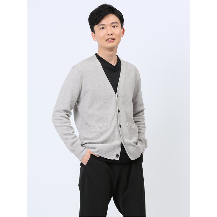 クロスストレッチ Vネック ニットカーディガン | TAKA-Q MEN | 詳細画像1 