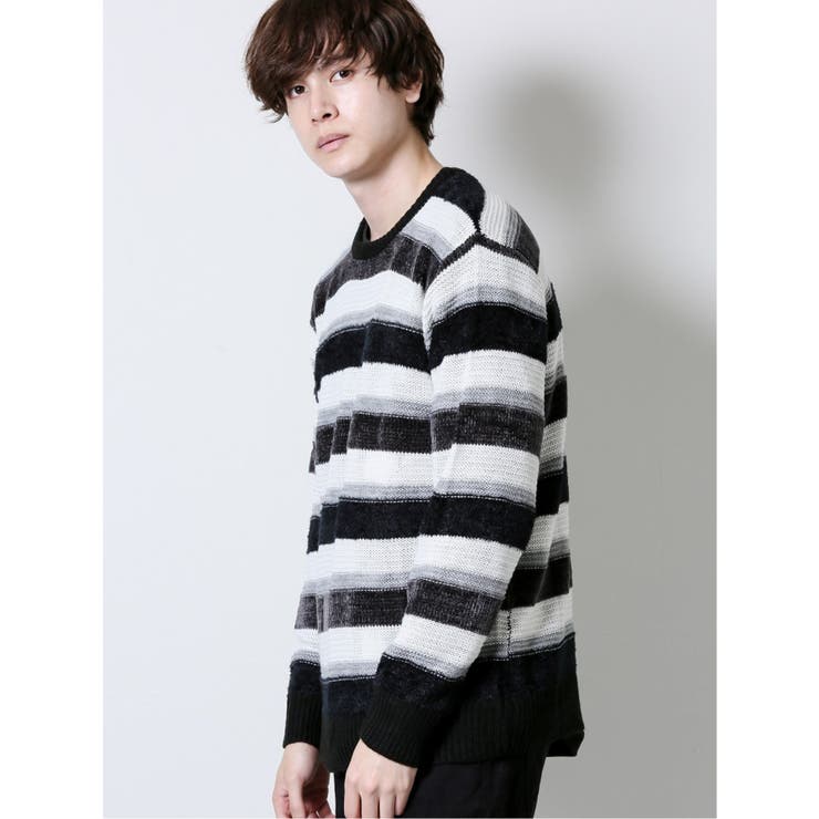 ウォッシャブル フェザー×モールボーダー クルーネックニット | TAKA-Q MEN | 詳細画像2