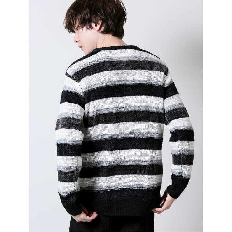 ウォッシャブル フェザー×モールボーダー クルーネックニット | TAKA-Q MEN | 詳細画像3