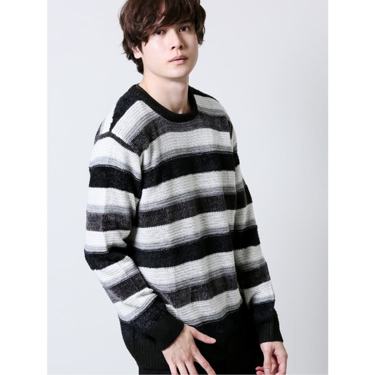 ウォッシャブル フェザー×モールボーダー クルーネックニット | TAKA-Q MEN | 詳細画像4