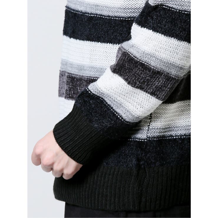 ウォッシャブル フェザー×モールボーダー クルーネックニット | TAKA-Q MEN | 詳細画像5