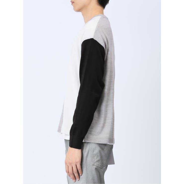 カシミアタッチ パネルクルーニット&長袖Tシャツ アンサンブル | TAKA-Q MEN | 詳細画像19 