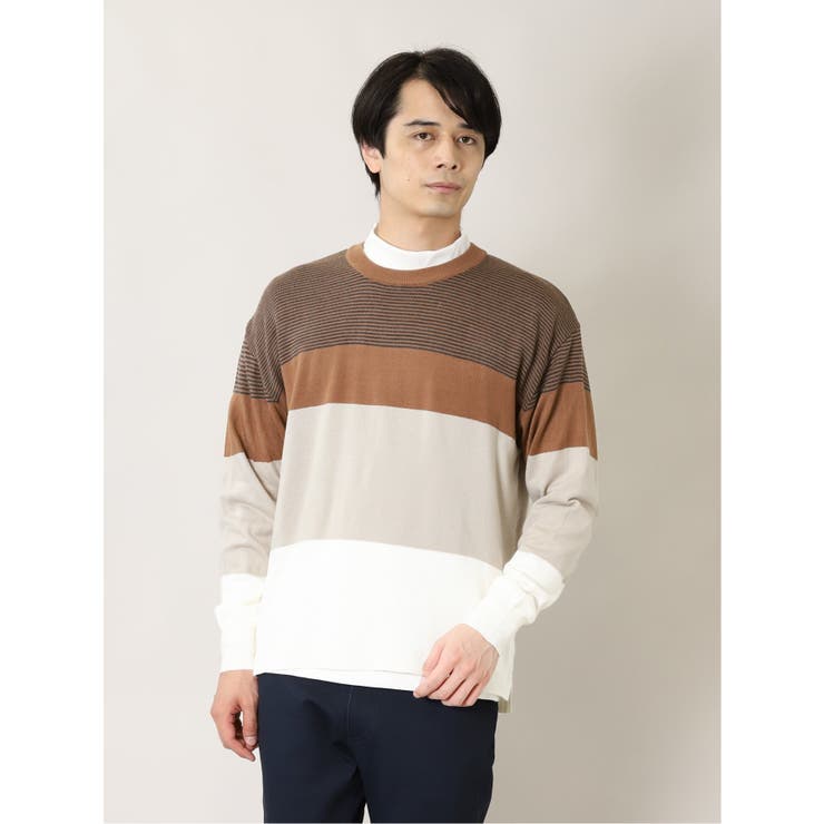 カシミアタッチ 切替クルーニット&長袖Tシャツ アンサンブル | TAKA-Q MEN | 詳細画像1 