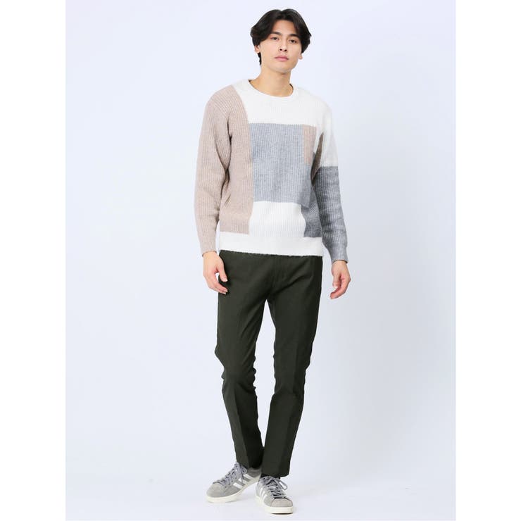 ウォッシャブル パッチワーク風 クルーネックニット | TAKA-Q MEN | 詳細画像10 