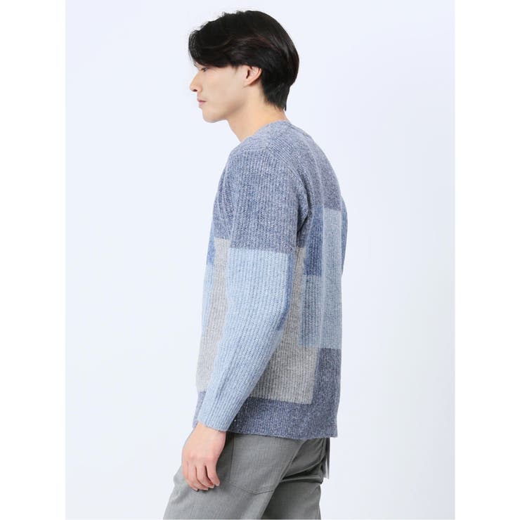 ウォッシャブル パッチワーク風 クルーネックニット | TAKA-Q MEN | 詳細画像12 