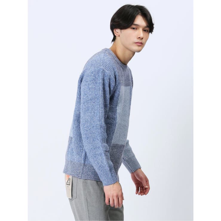 ウォッシャブル パッチワーク風 クルーネックニット | TAKA-Q MEN | 詳細画像14 