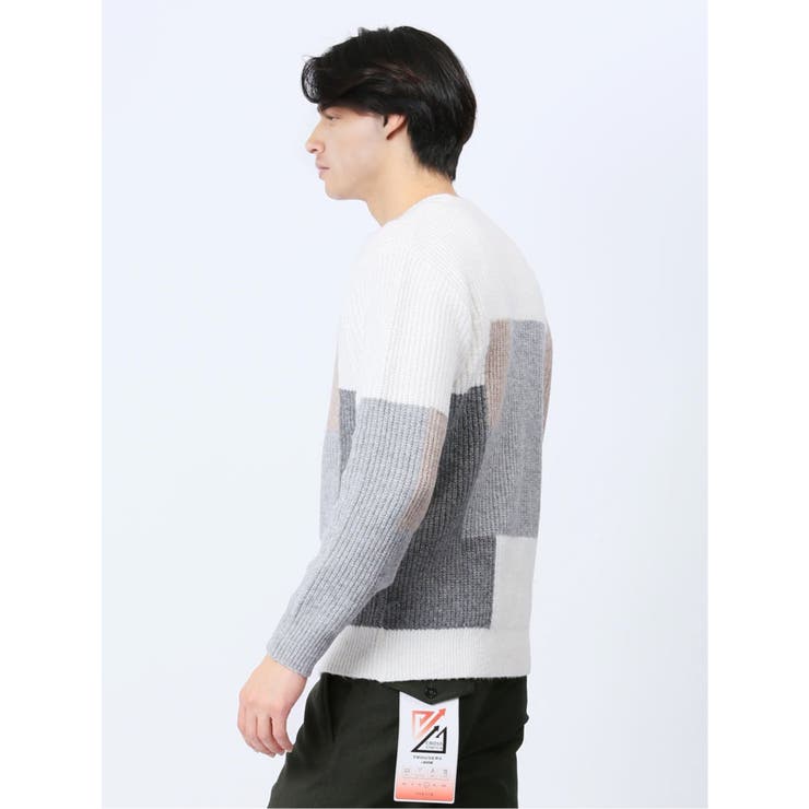 ウォッシャブル パッチワーク風 クルーネックニット | TAKA-Q MEN | 詳細画像2 