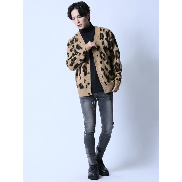 モヘアタッチ レオパード Vネック ニットカーディガン | TAKA-Q MEN | 詳細画像11 