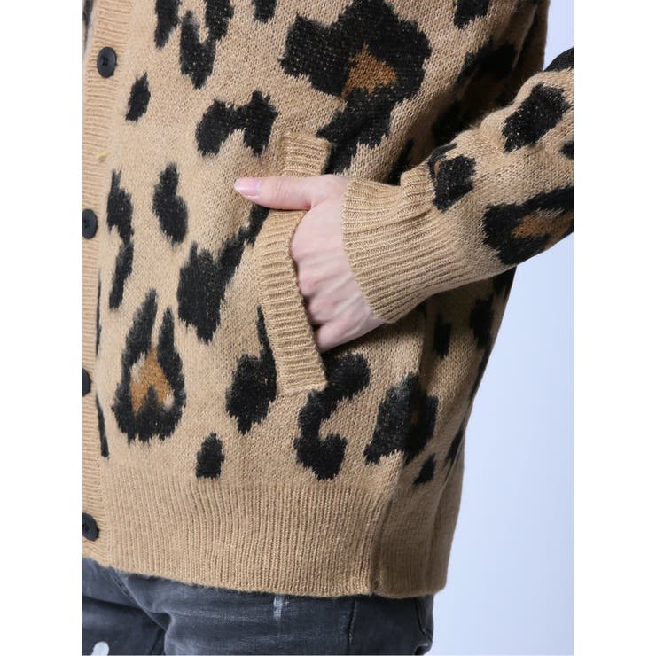 モヘアタッチ レオパード Vネック ニットカーディガン | TAKA-Q MEN | 詳細画像13 