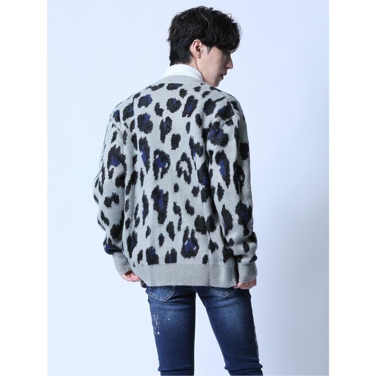 モヘアタッチ レオパード Vネック ニットカーディガン | TAKA-Q MEN | 詳細画像3 