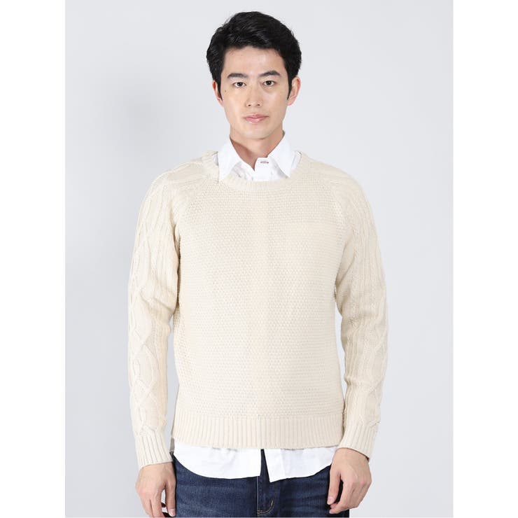 ウォッシャブル ウール混ポップコーン クルーニット | TAKA-Q MEN | 詳細画像1 