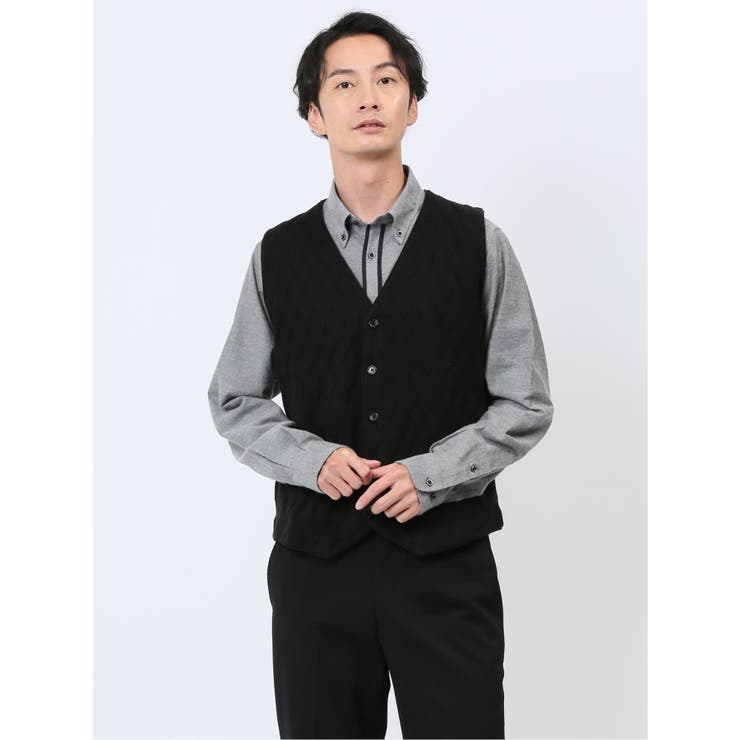 ふわもち ダイヤ柄 前開きベスト | TAKA-Q MEN | 詳細画像1 