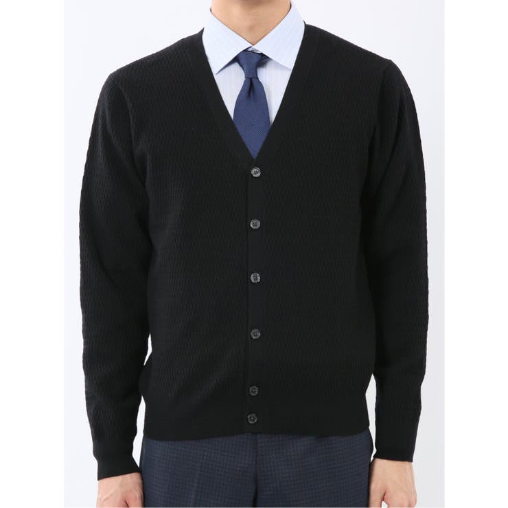 ウォッシャブル ウール混リンクス柄 ニットカーディガン | TAKA-Q MEN | 詳細画像6 