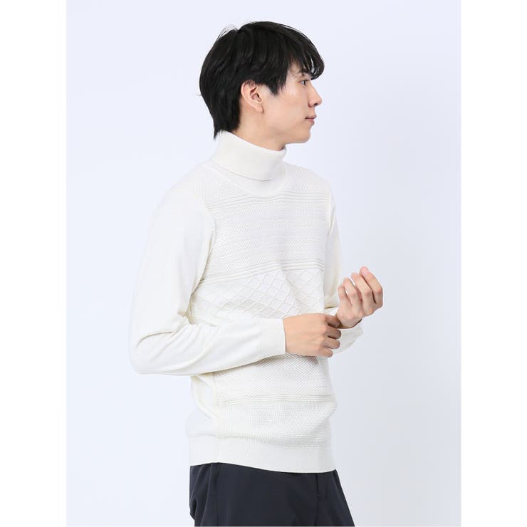 ウール混ボーダージャガード タートルネックニット[品番：TKQJ0020121]｜TAKA-Q  MEN（タカキュー）のメンズファッション通販｜SHOPLIST（ショップリスト）
