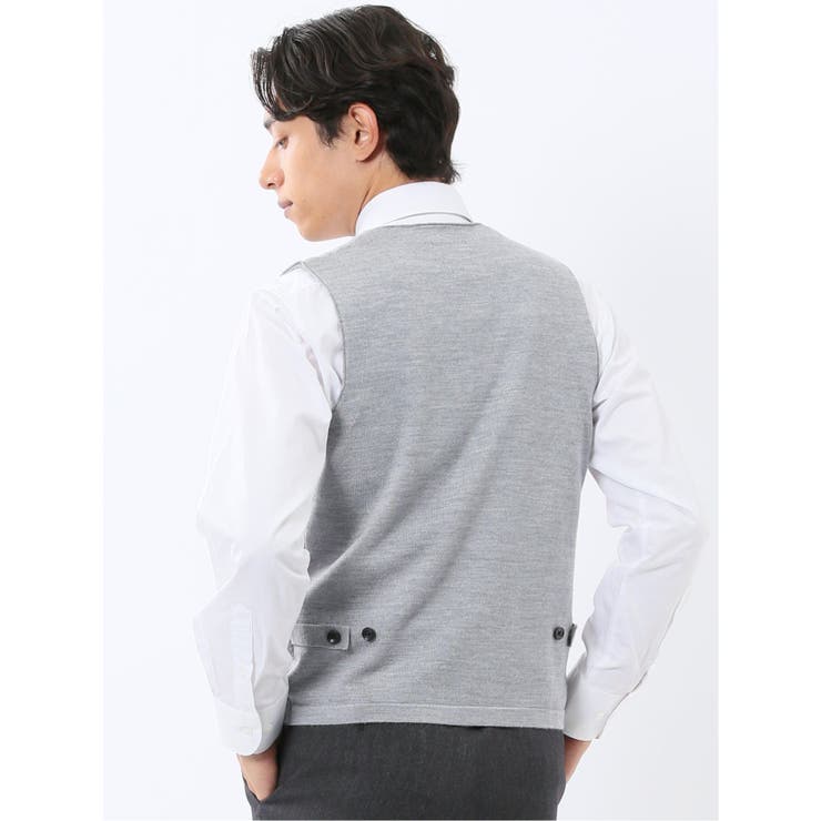 ウォッシャブル ウール混 ダイヤ柄 前開きベスト | TAKA-Q MEN | 詳細画像12 