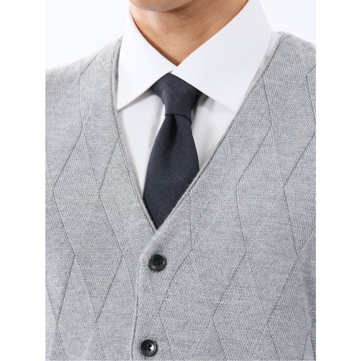 ウォッシャブル ウール混 ダイヤ柄 前開きベスト | TAKA-Q MEN | 詳細画像18 