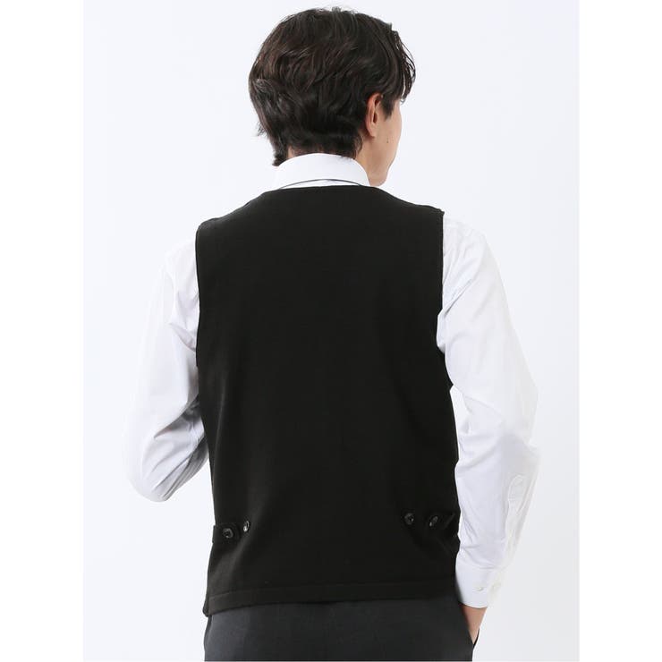 ウォッシャブル ウール混 ダイヤ柄 前開きベスト | TAKA-Q MEN | 詳細画像3 