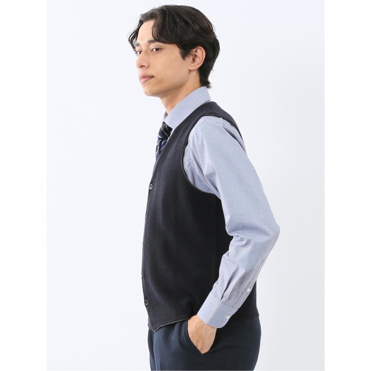 ウォッシャブル ウール混 ミラノリブ 前開きベスト | TAKA-Q MEN | 詳細画像11 