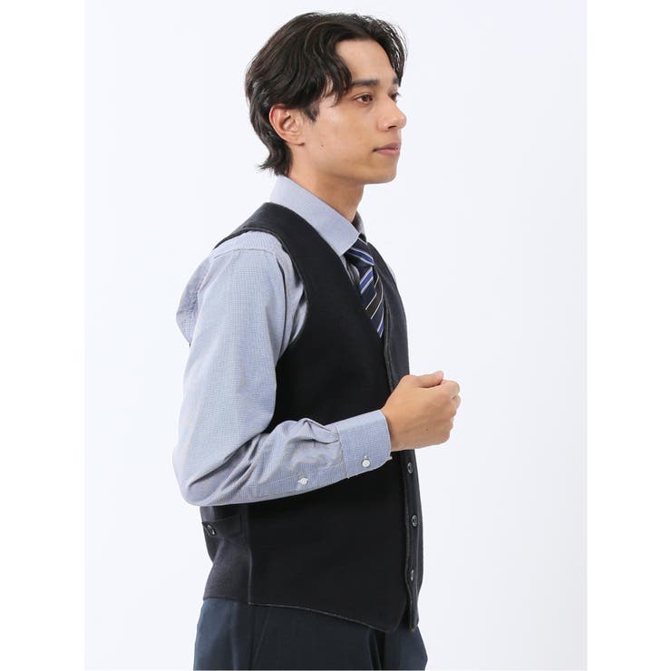 ウォッシャブル ウール混 ミラノリブ 前開きベスト | TAKA-Q MEN | 詳細画像13 