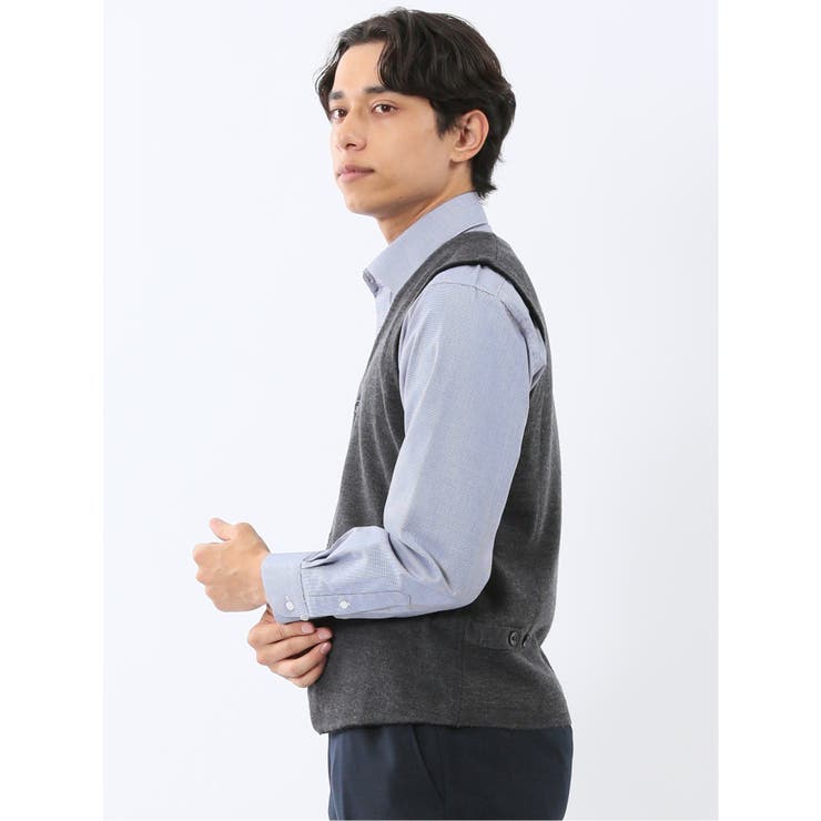 ウォッシャブル ウール混 ミラノリブ 前開きベスト | TAKA-Q MEN | 詳細画像2 