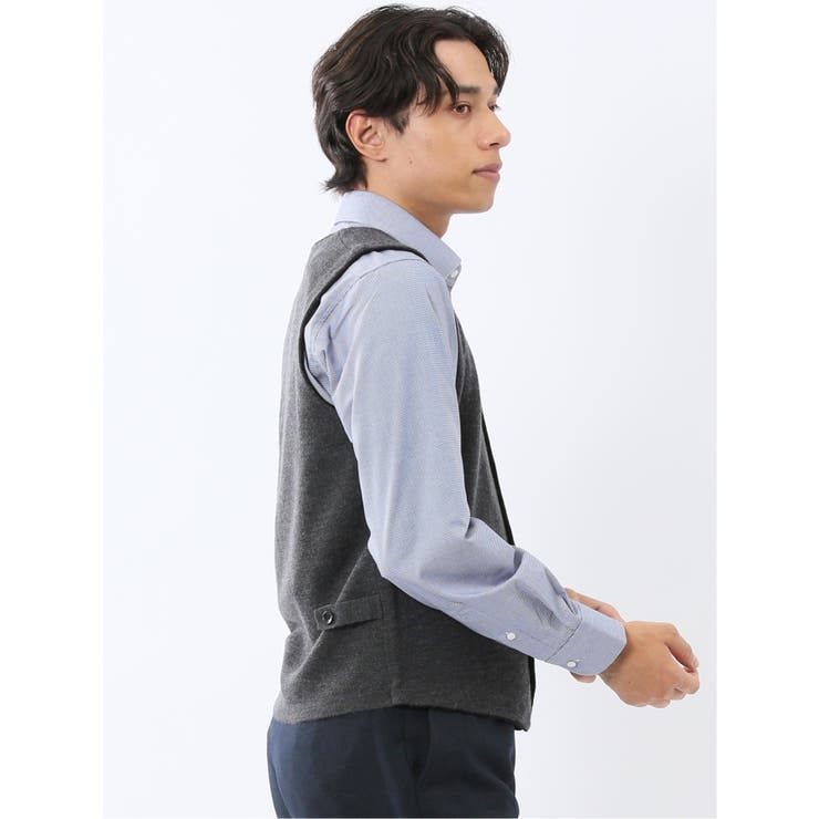 ウォッシャブル ウール混 ミラノリブ 前開きベスト | TAKA-Q MEN | 詳細画像4 