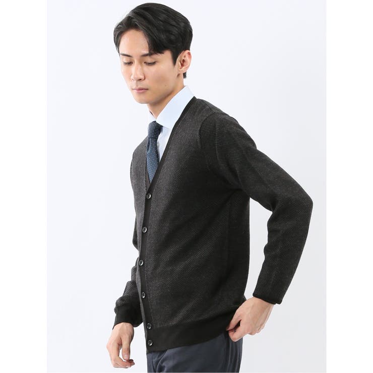 ウォッシャブル ウール混カルゼ柄 ニットカーディガン | TAKA-Q MEN | 詳細画像12 