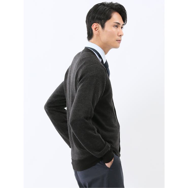 ウォッシャブル ウール混カルゼ柄 ニットカーディガン | TAKA-Q MEN | 詳細画像14 
