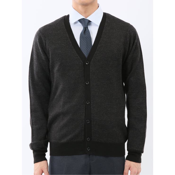 ウォッシャブル ウール混カルゼ柄 ニットカーディガン | TAKA-Q MEN | 詳細画像17 