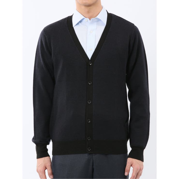 ウォッシャブル ウール混カルゼ柄 ニットカーディガン | TAKA-Q MEN | 詳細画像6 