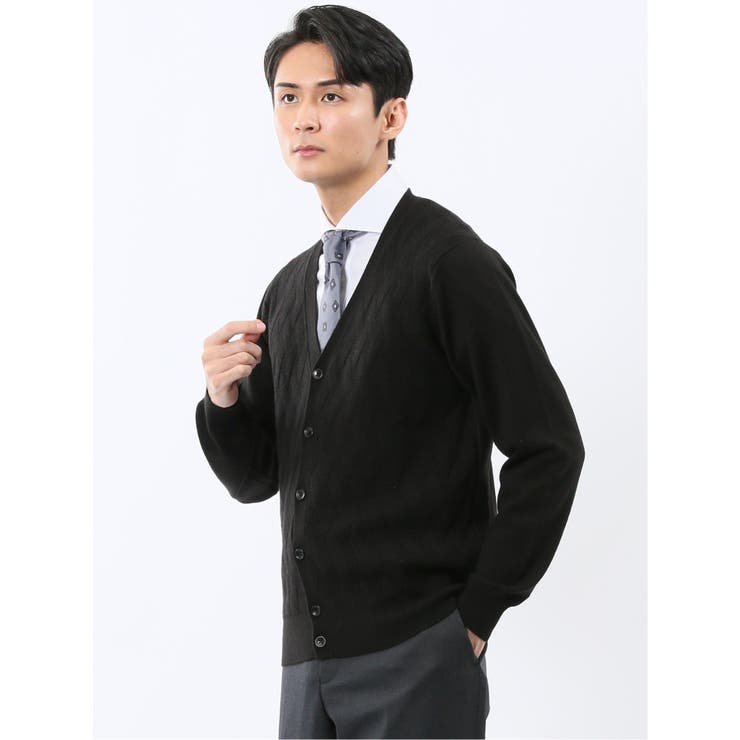 ウォッシャブル ウール混ダイヤ柄 ニットカーディガン | TAKA-Q MEN | 詳細画像12 