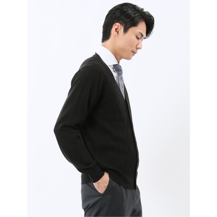 ウォッシャブル ウール混ダイヤ柄 ニットカーディガン | TAKA-Q MEN | 詳細画像14 