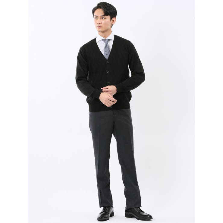 ウォッシャブル ウール混ダイヤ柄 ニットカーディガン | TAKA-Q MEN | 詳細画像15 