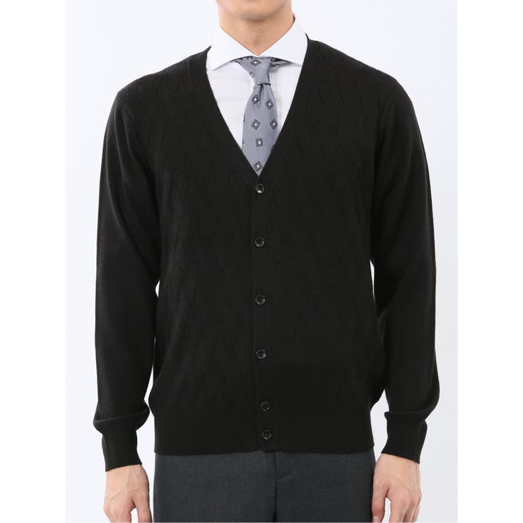 ウォッシャブル ウール混ダイヤ柄 ニットカーディガン | TAKA-Q MEN | 詳細画像16 