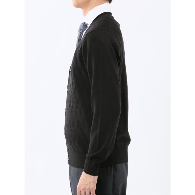 ウォッシャブル ウール混ダイヤ柄 ニットカーディガン | TAKA-Q MEN | 詳細画像17 