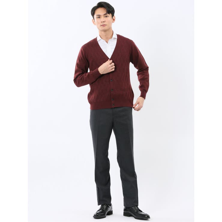 ウォッシャブル ウール混ダイヤ柄 ニットカーディガン | TAKA-Q MEN | 詳細画像5 