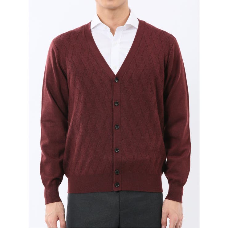 ウォッシャブル ウール混ダイヤ柄 ニットカーディガン | TAKA-Q MEN | 詳細画像6 