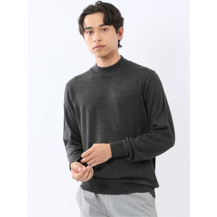 06グレー | ウォッシャブル ウール混 モックネックニット | TAKA-Q MEN