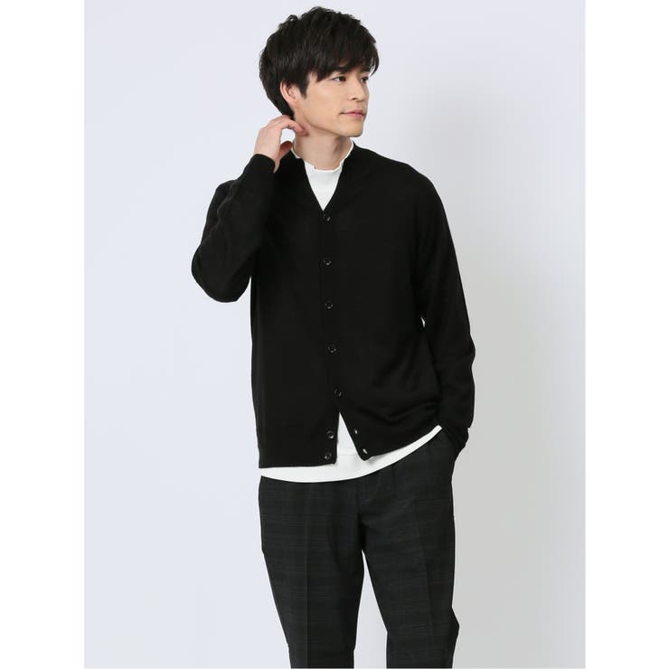 ウォッシャブル ウール混 スタンド ニットカーディガン | TAKA-Q MEN | 詳細画像1 