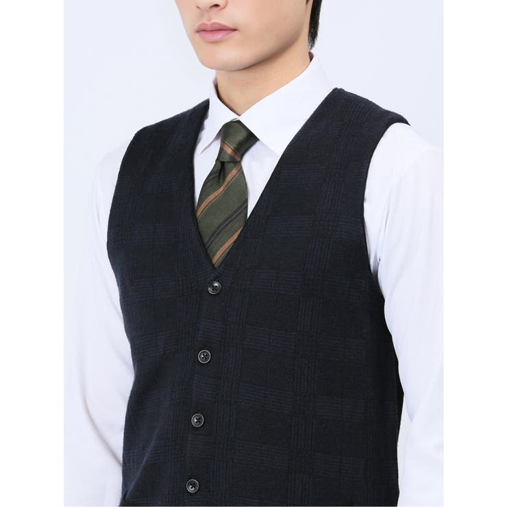 ウォッシャブル ウール混グレンチェック ニットジレ | TAKA-Q MEN | 詳細画像29 