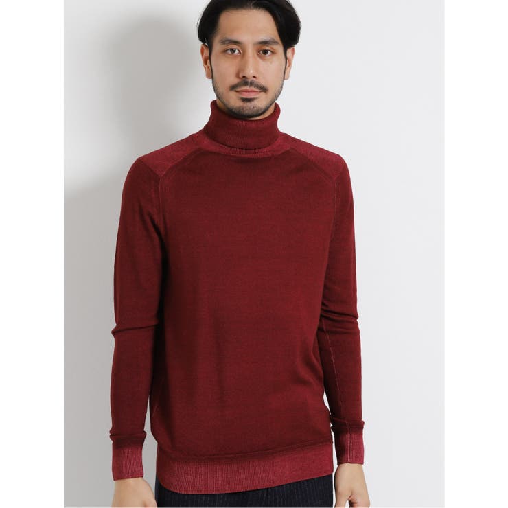 ラネロッシ/LANEROSSI スノー加工ウール タートルネックニット[品番