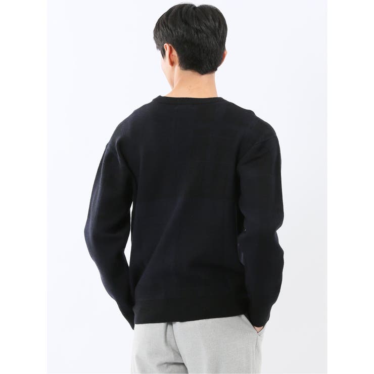 ウォッシャブル ストレッチ チェック柄 クルーニット | TAKA-Q MEN | 詳細画像3 