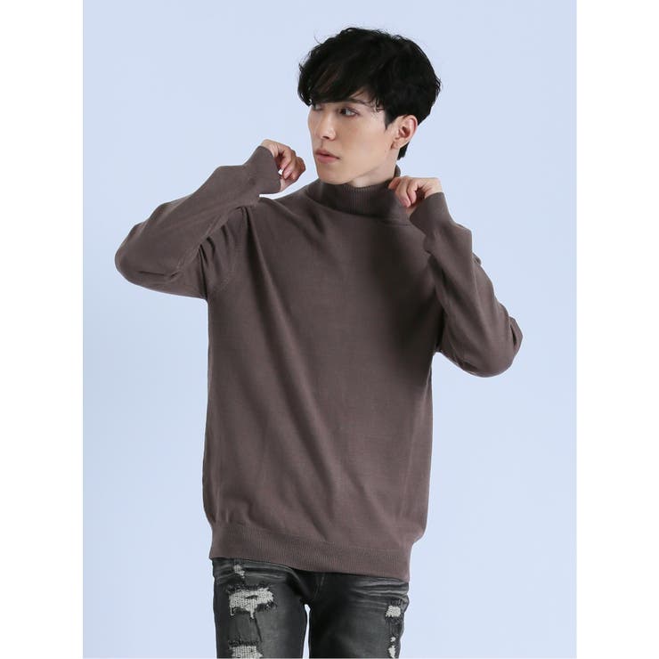 30茶 | ミドルゲージ タートルネック ニット | TAKA-Q MEN