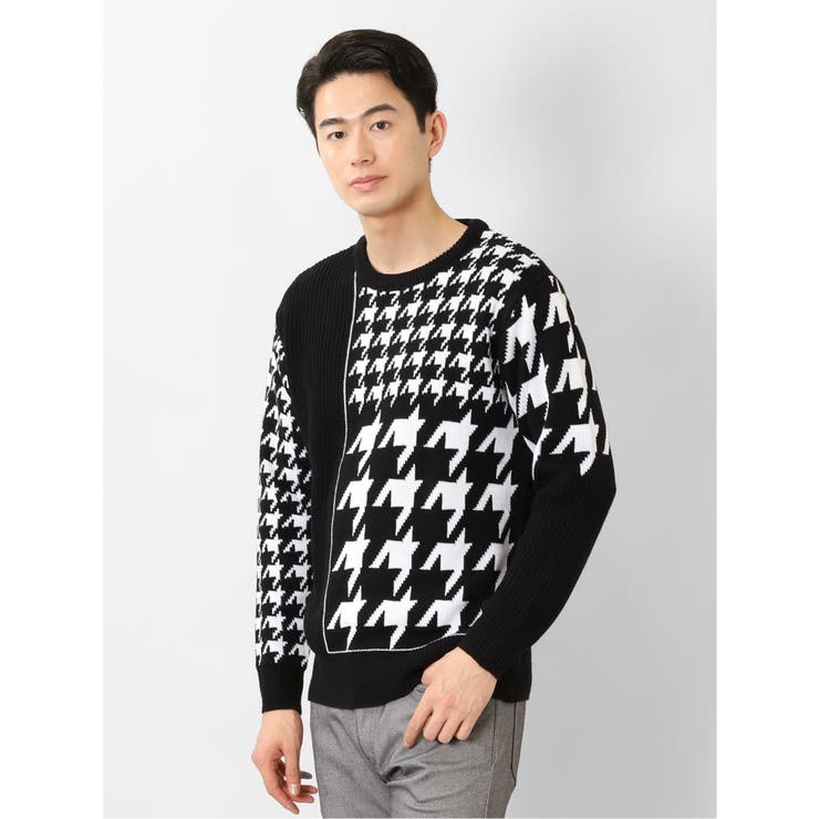 ウォッシャブル 柄切替 クルーニット | TAKA-Q MEN | 詳細画像1 