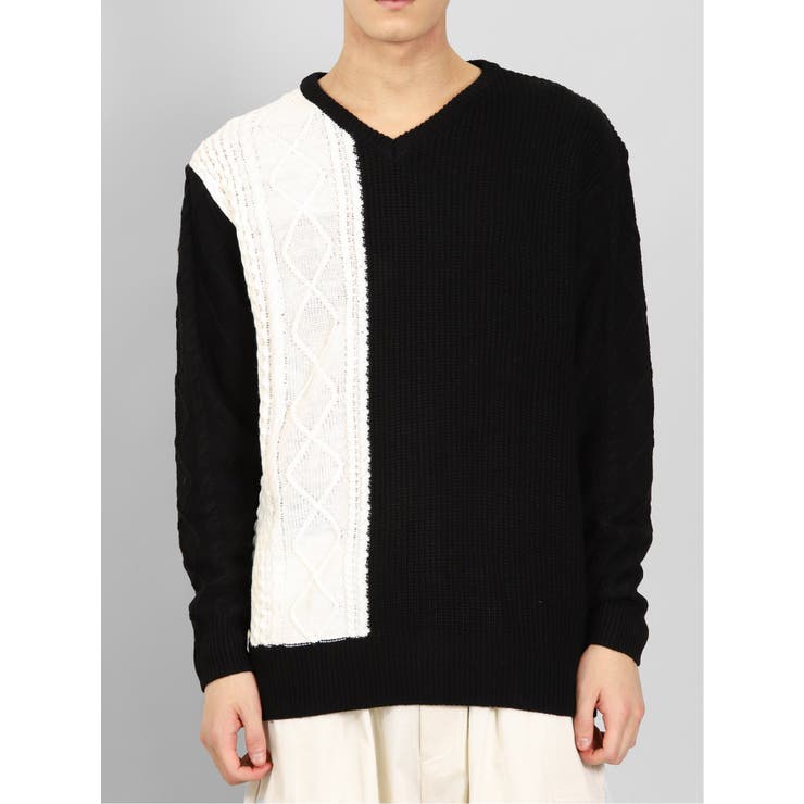 ウォッシャブル 編地切替 Vネックニット | TAKA-Q MEN | 詳細画像15 