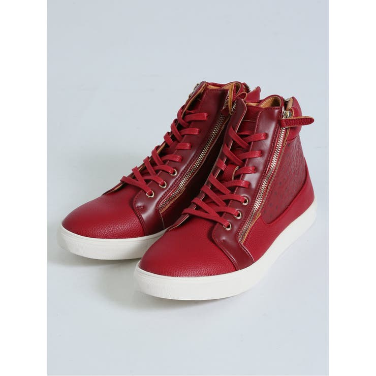 ZIPデザイン ハイカットスニーカー[品番：TKQJ0020386]｜TAKA-Q MEN