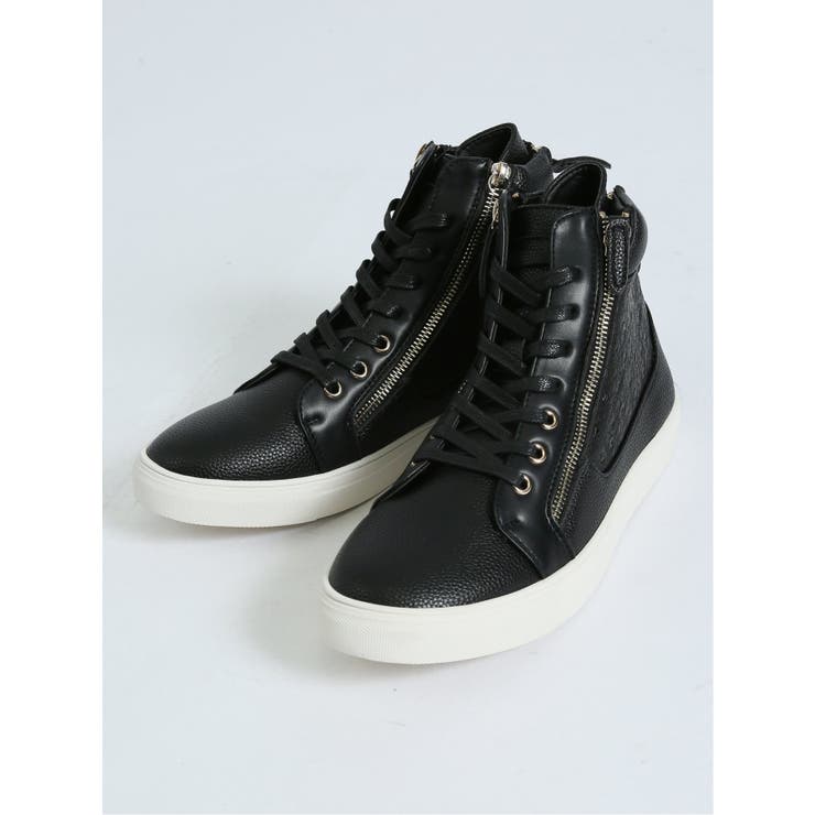 ZIPデザイン ハイカットスニーカー[品番：TKQJ0020386]｜TAKA-Q MEN