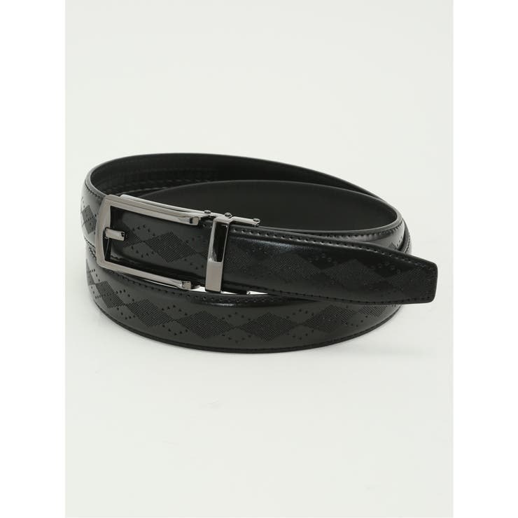 05黒 | アジャストフリー アーガイル型押しベルト | TAKA-Q MEN