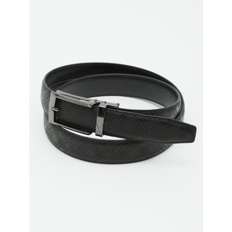 05黒 | アジャストフリー チェック型押しベルト | TAKA-Q MEN