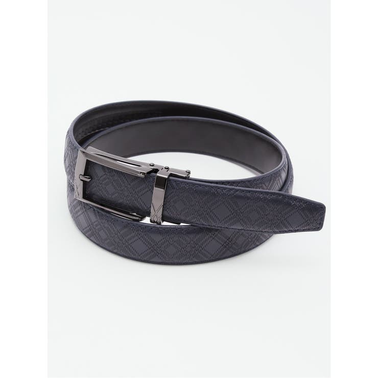 75紺 | アジャストフリー チェック型押しベルト | TAKA-Q MEN